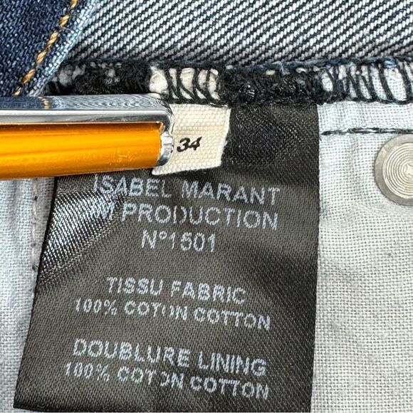 Isabel Marant Etoile Pradley Dip Dye Crop Jeans Colorblock Blue White Size 34 2 - Picture 10 of 15